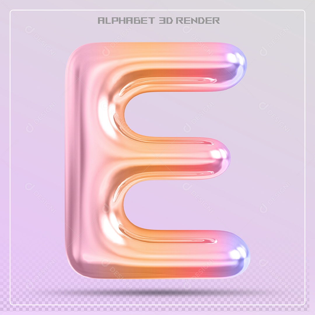 Alfabeto Letra E Colorido Elemento 3D Para Composição PSD