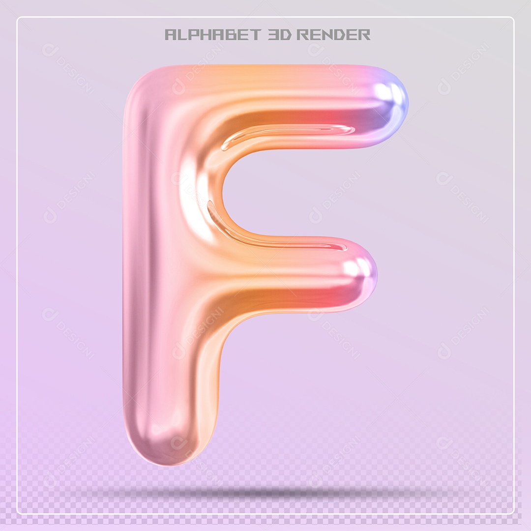 Alfabeto Letra F Colorido Elemento 3D Para Composição PSD