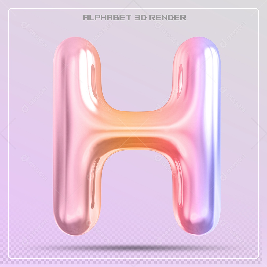 Alfabeto Letra H Colorido Elemento 3D Para Composição PSD