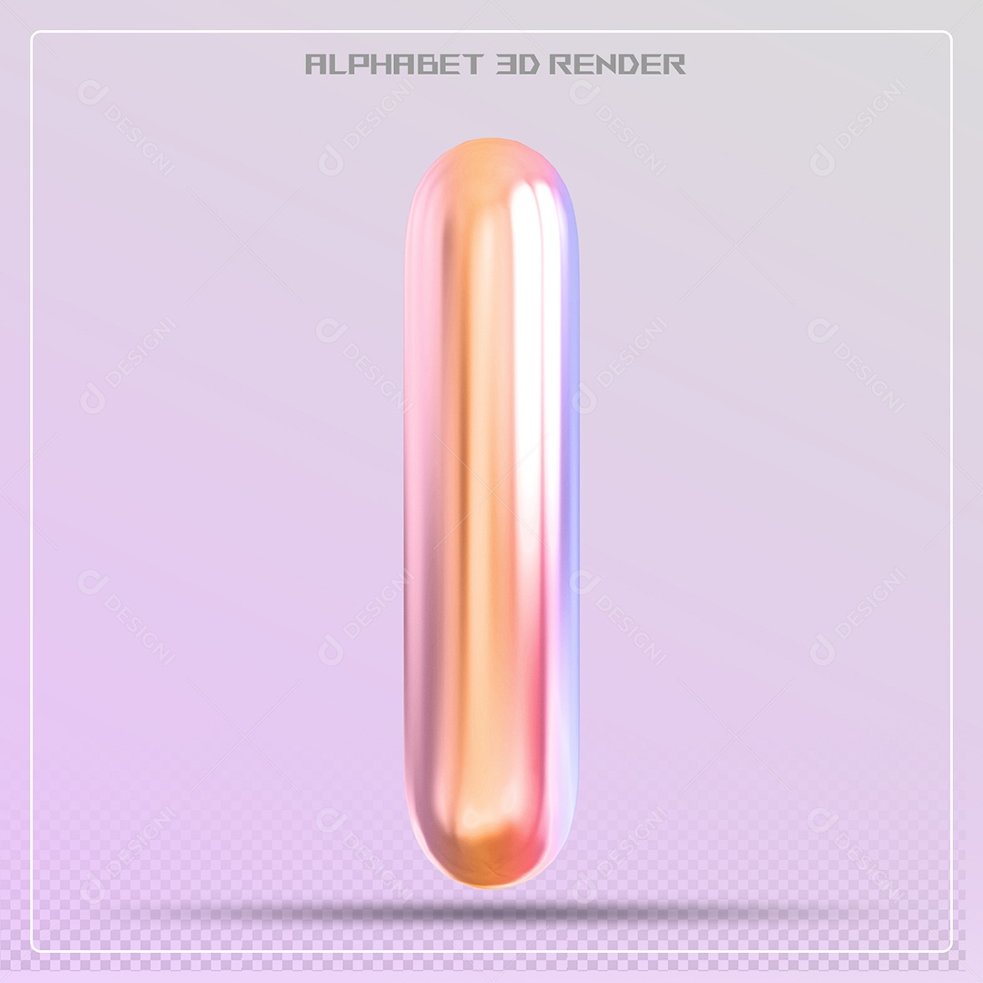 Alfabeto Letra I Colorido Elemento 3D Para Composição PSD
