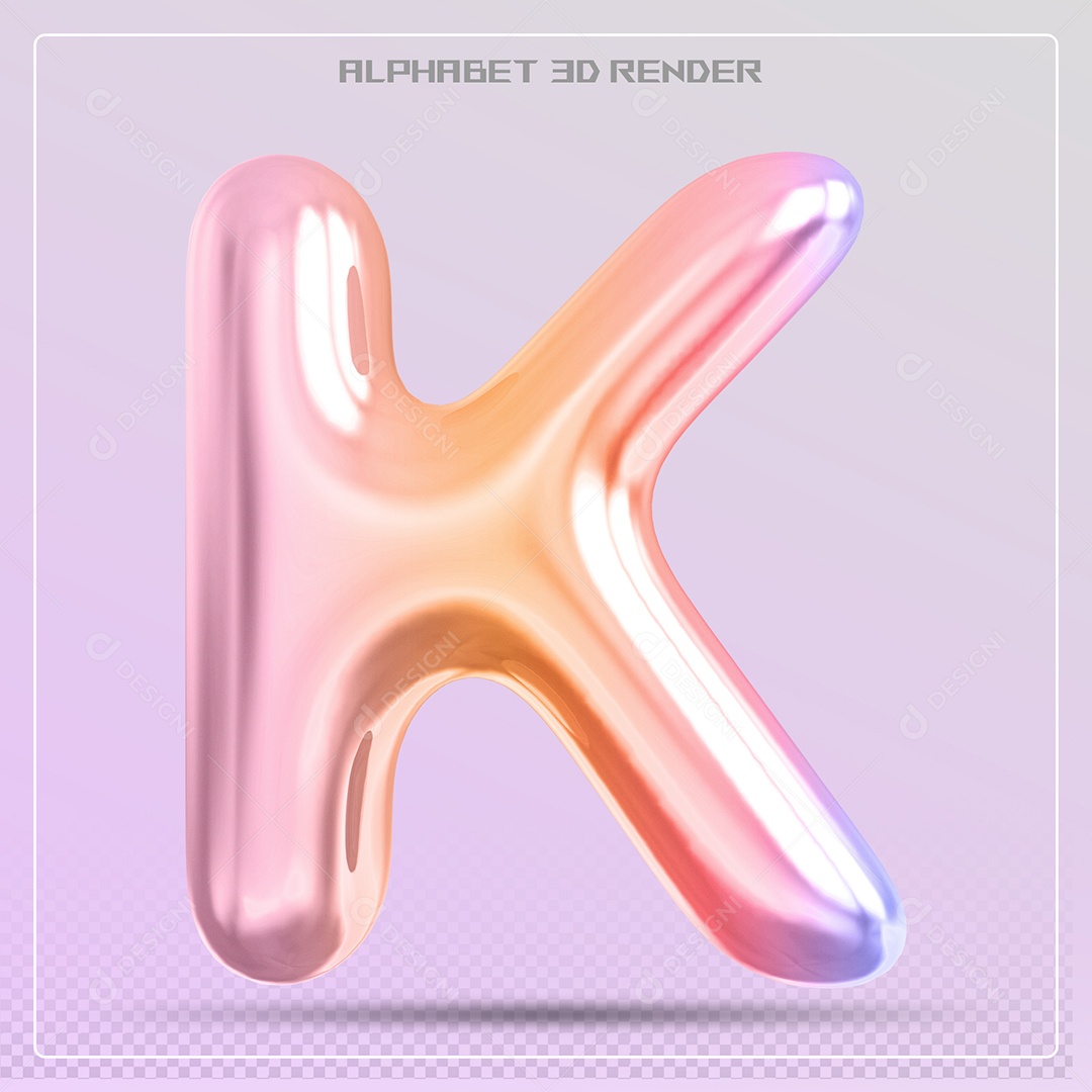 Alfabeto Letra K Colorido Elemento 3D Para Composição PSD