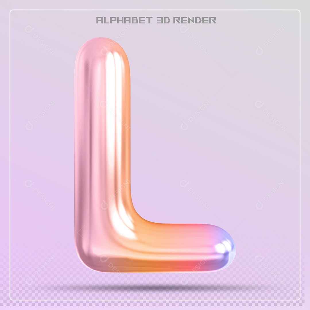 Alfabeto Letra L Colorido Elemento 3D Para Composição PSD