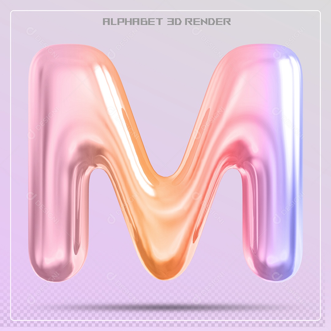 Alfabeto Letra M Colorido Elemento 3D Para Composição PSD
