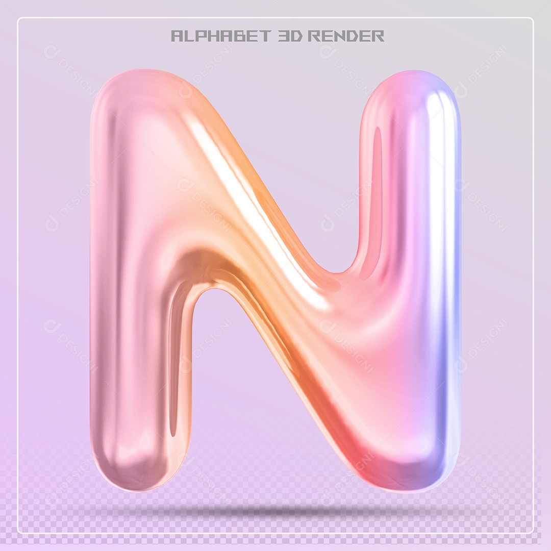 Alfabeto Letra N Colorido Elemento 3D Para Composição PSD