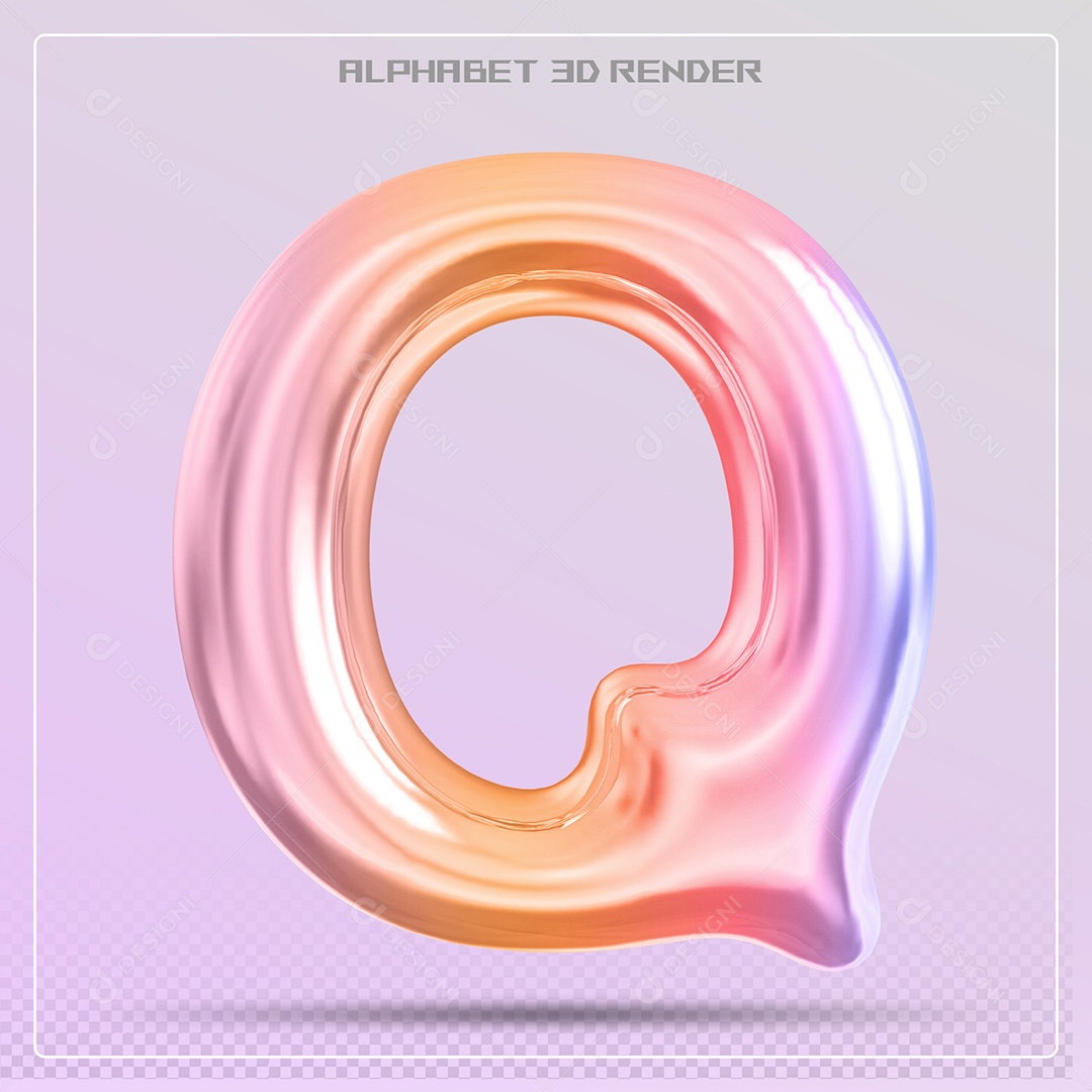 Alfabeto Letra Q Colorido Elemento 3D Para Composição PSD