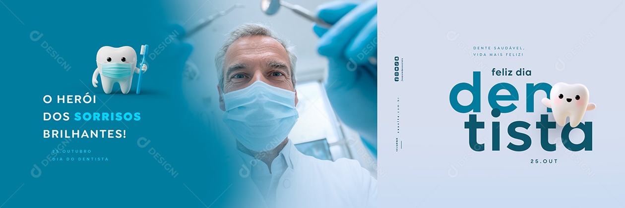 Carrossel Feliz Dia do Dentista 25 de Outubro O Herói dos Sorrisos Brilhantes Social Media PSD Editável
