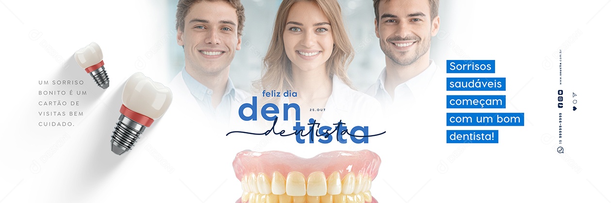 Carrossel Feliz Dia do Dentista 25 de Outubro Um Sorriso Bonito Social Media PSD Editável