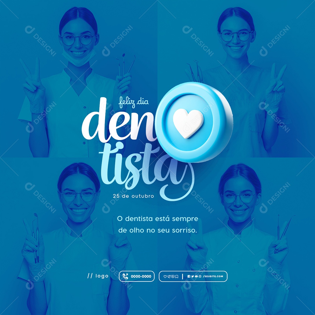 Feliz Dia do Dentista 25 de Outubro Social Media PSD Editável