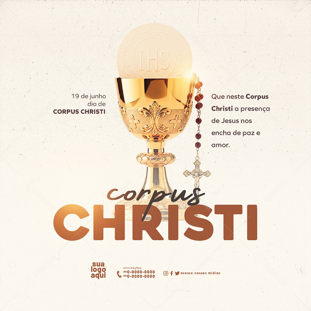 19 de Junho dia de Corpus Christi Que Neste Corpus Christi Social Media PSD Editável