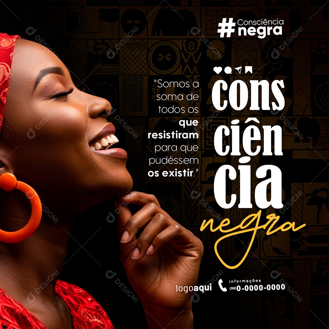 20 de novembro Dia da Consciência Negra Feed Somos a Soma de Todos os que Resistiram para Social Media PSD Editável