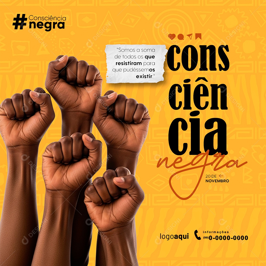 20 de novembro Dia da Consciência Negra Feed Somos a Soma de Todos os que Resistiram Social Media PSD Editável