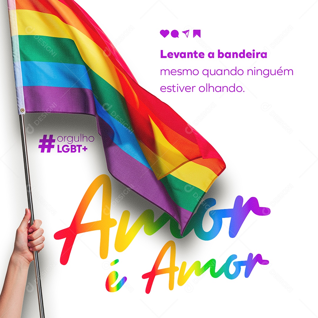 28 de Junho Dia Internacional do Orgulho LGBT Levante a Bandeira Feed Social Media PSD Editável