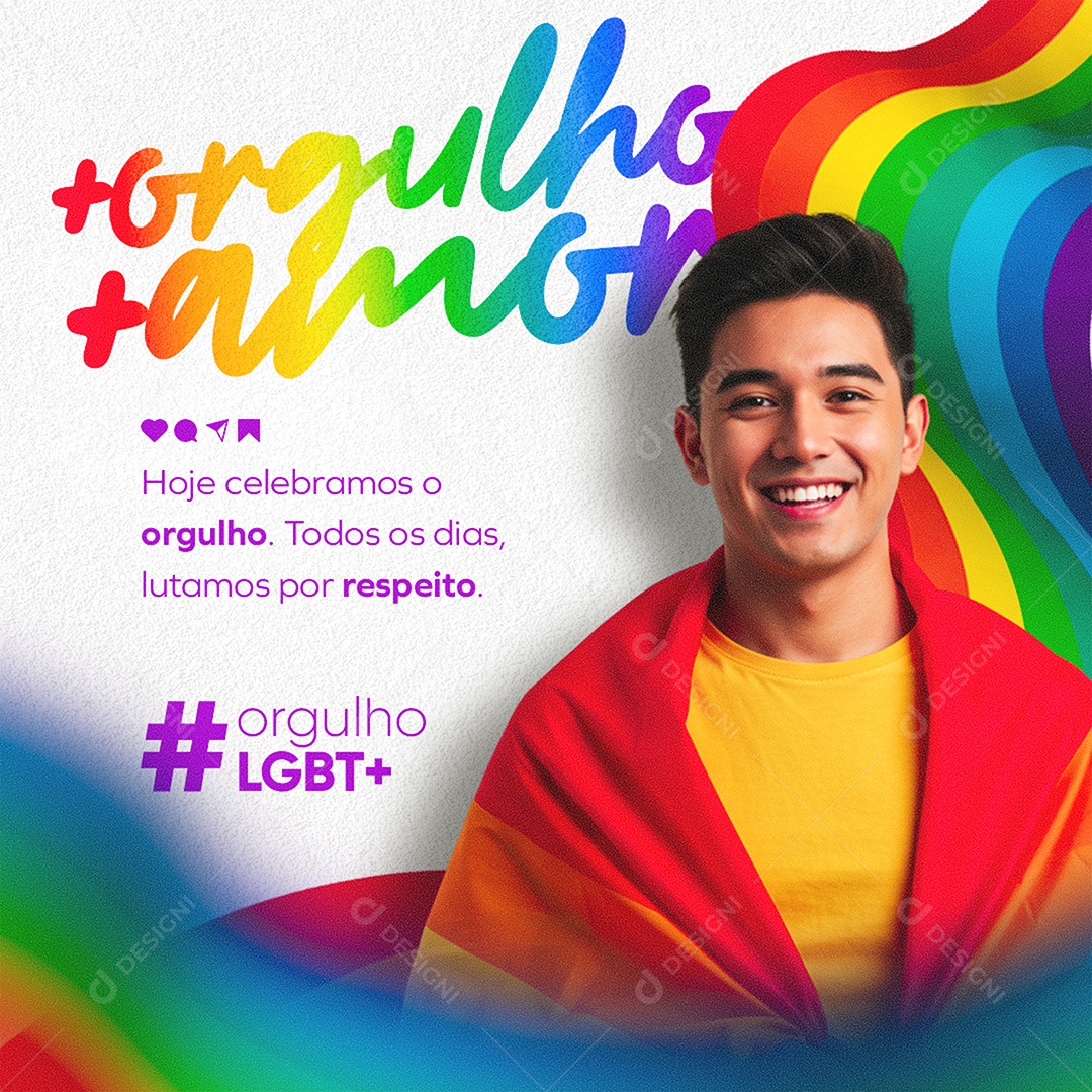28 de Junho Dia Internacional do Orgulho LGBT Orgulho Amor Feed Social Media PSD Editável