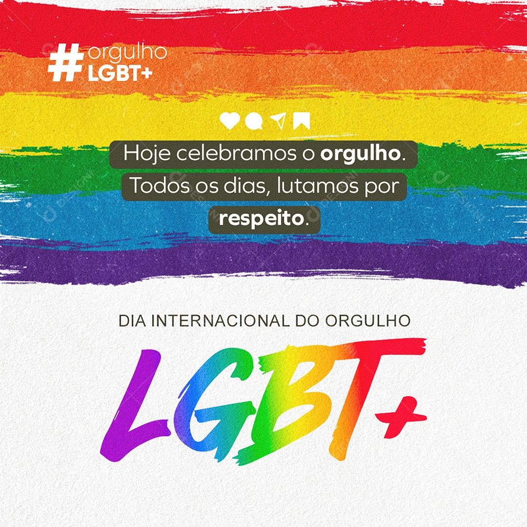 28 de Junho Dia Internacional do Orgulho LGBT Todos os Dias Lutamos por Respeito Feed Social Media PSD Editável