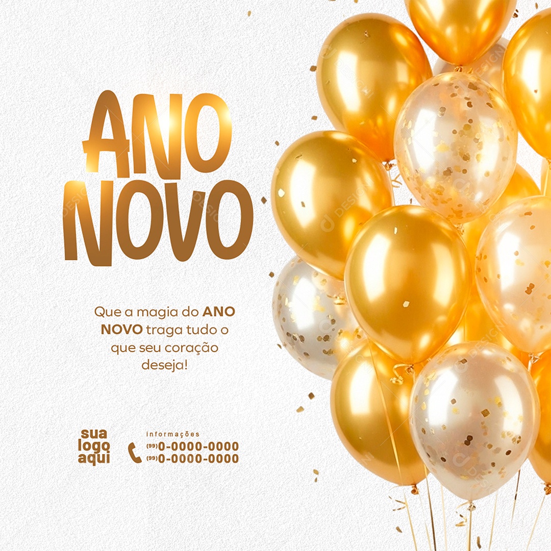 Feliz Ano Novo que a Magia do Ano Novo Traga Social Media PSD Editável