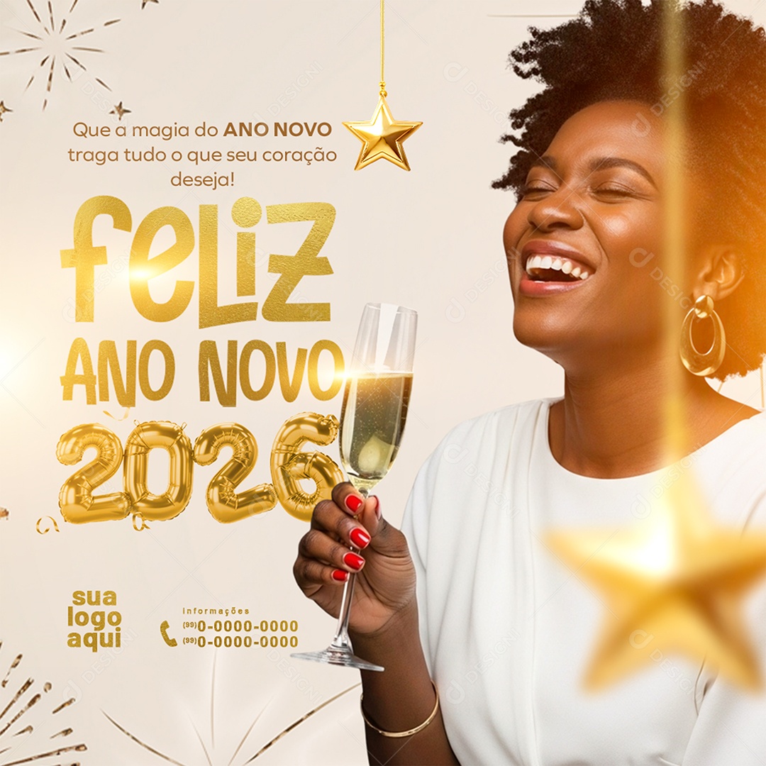 Feliz Ano Novo que a Magia Social Media PSD Editável