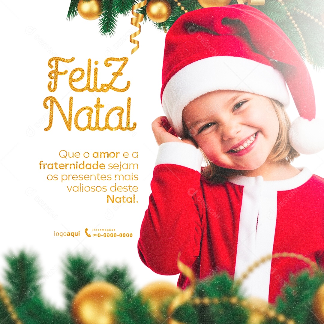 Feliz Natal que o Amor e a Fraternidade Feed Social Media PSD Editável