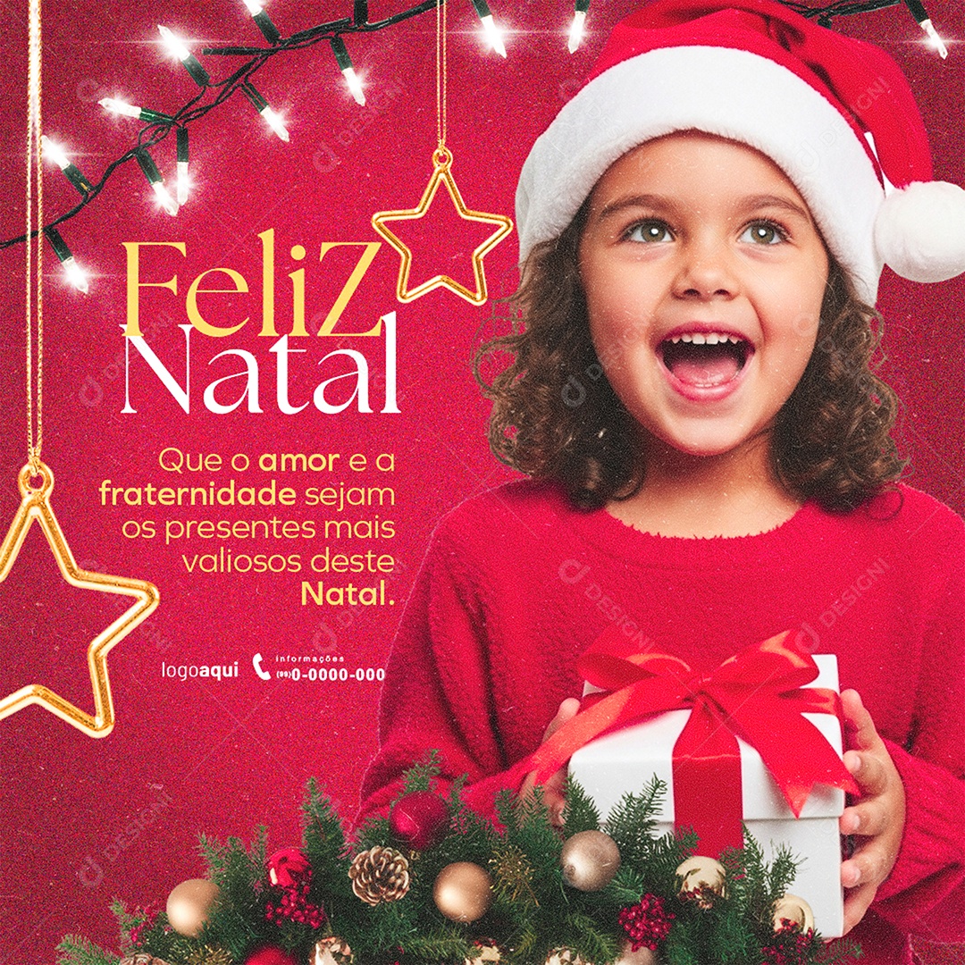 Feliz Natal que o Amor e a Fraternidade Sejam os Presentes Feed Social Media PSD Editável