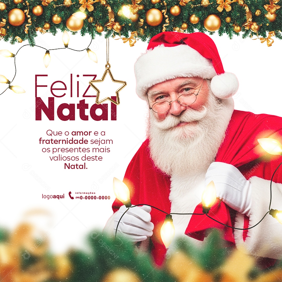 Feliz Natal que o Amor e a Fraternidade Sejam os Presentes mais Feed Social Media PSD Editável