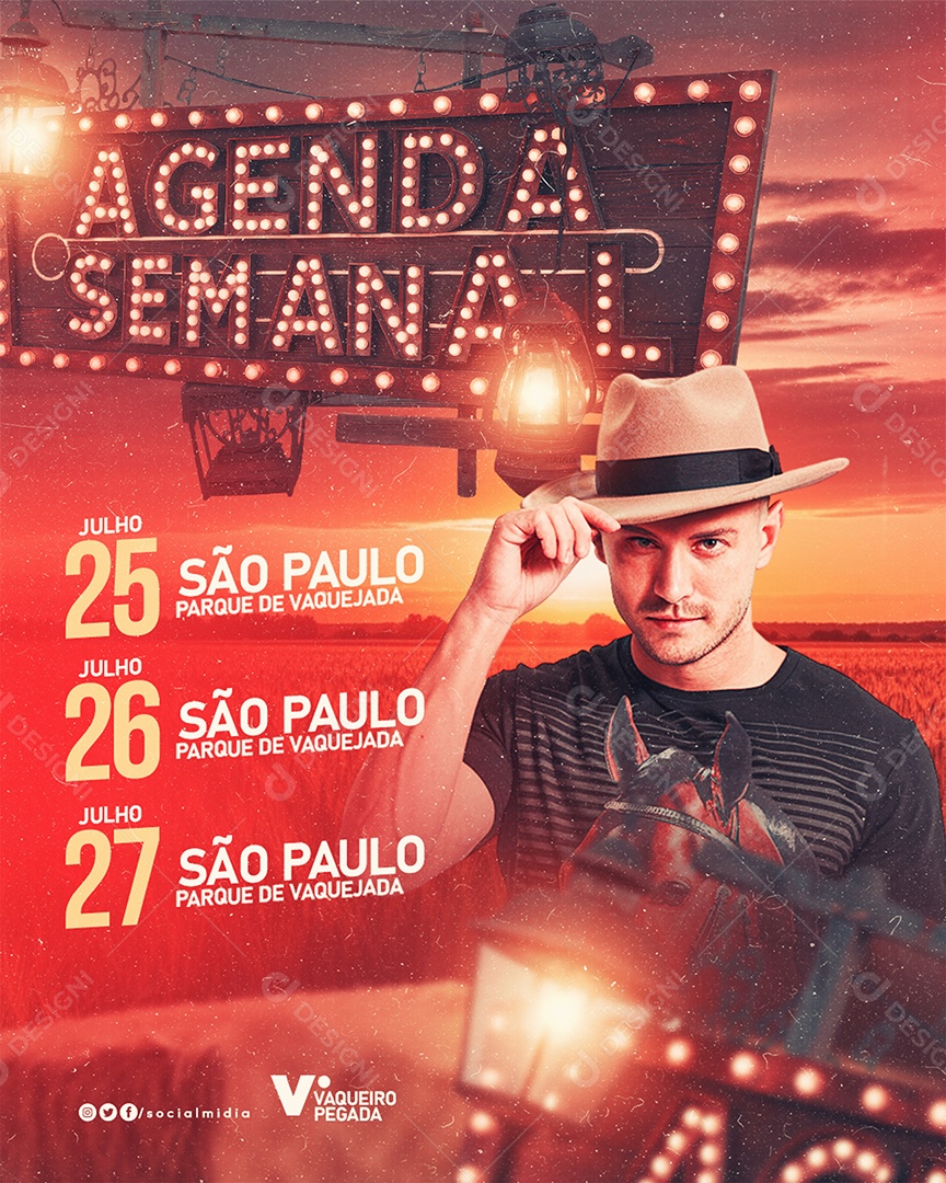 Flyer Feed Agenda Semanal Social Media PSD Editável