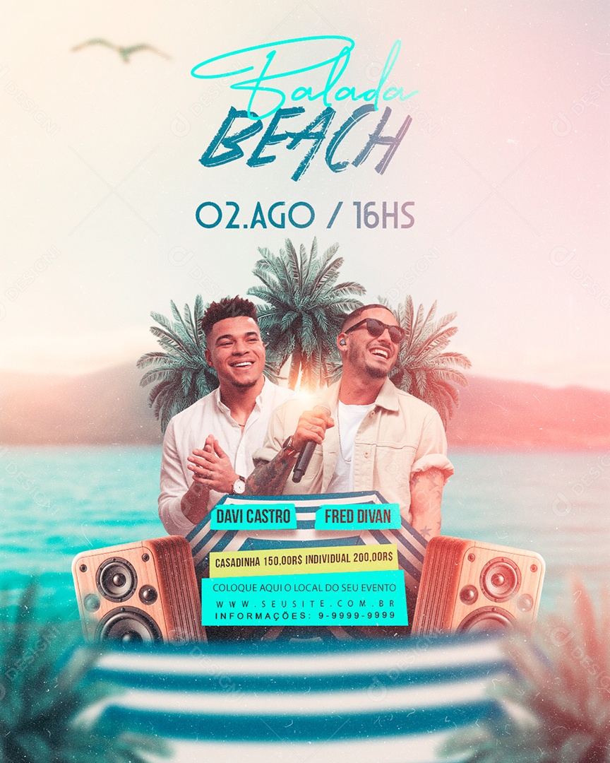 Flyer Feed Balada Beach Social Media PSD Editável