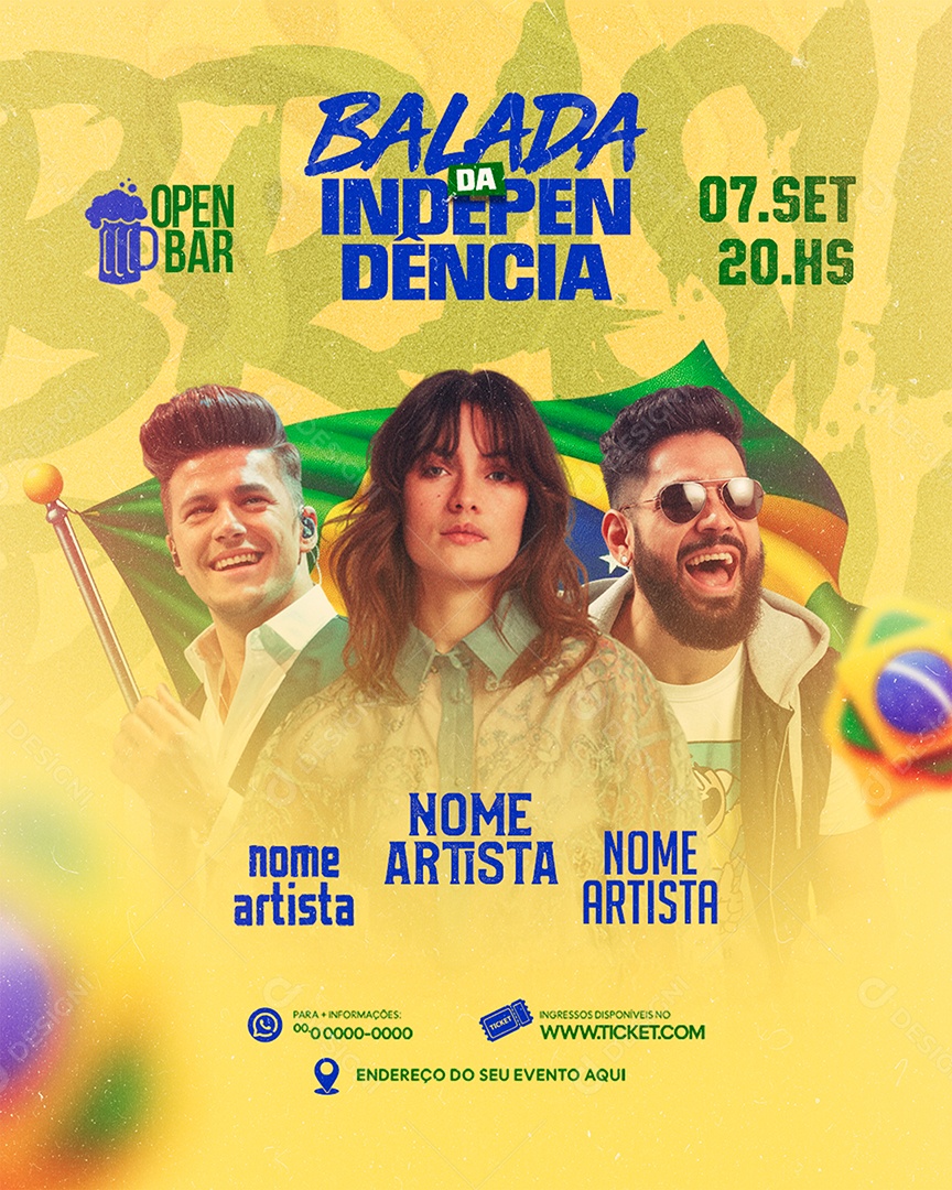 Flyer Feed Balada da Independência Social Media PSD Editável