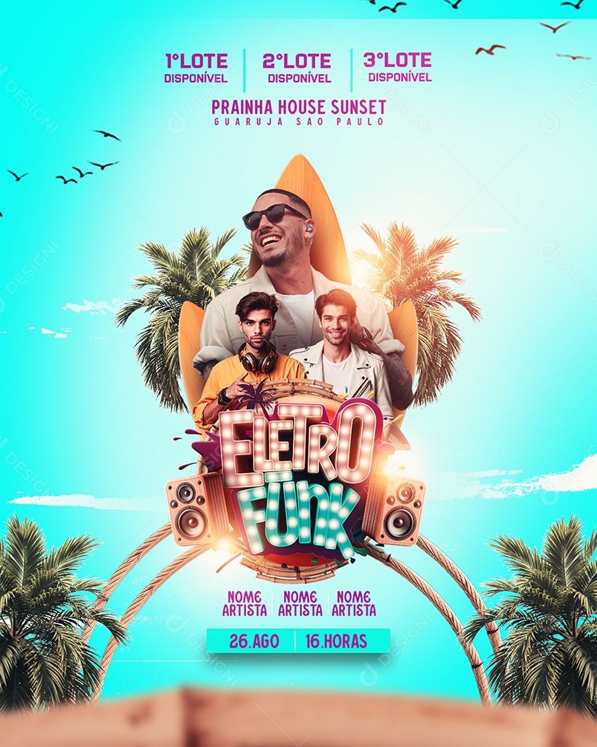 Flyer Feed Eletro Funk Social Media PSD Editável