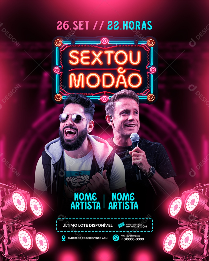 Flyer Feed Sextou Modão Social Media PSD Editável