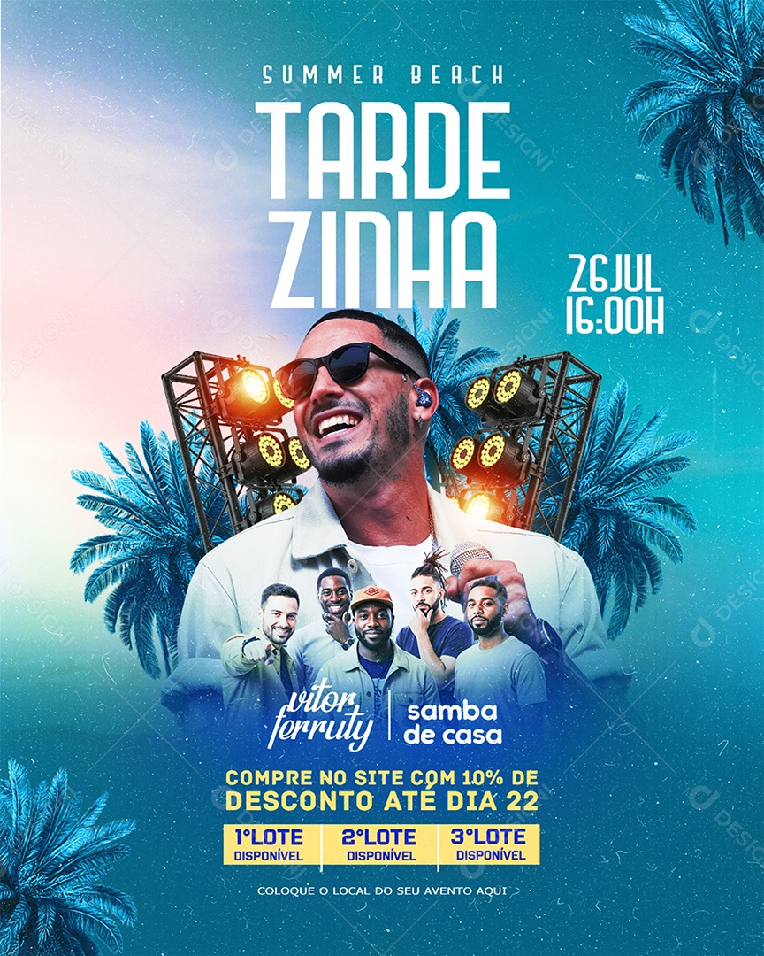 Flyer Feed Summer Beach Tardezinha Social Media PSD Editável