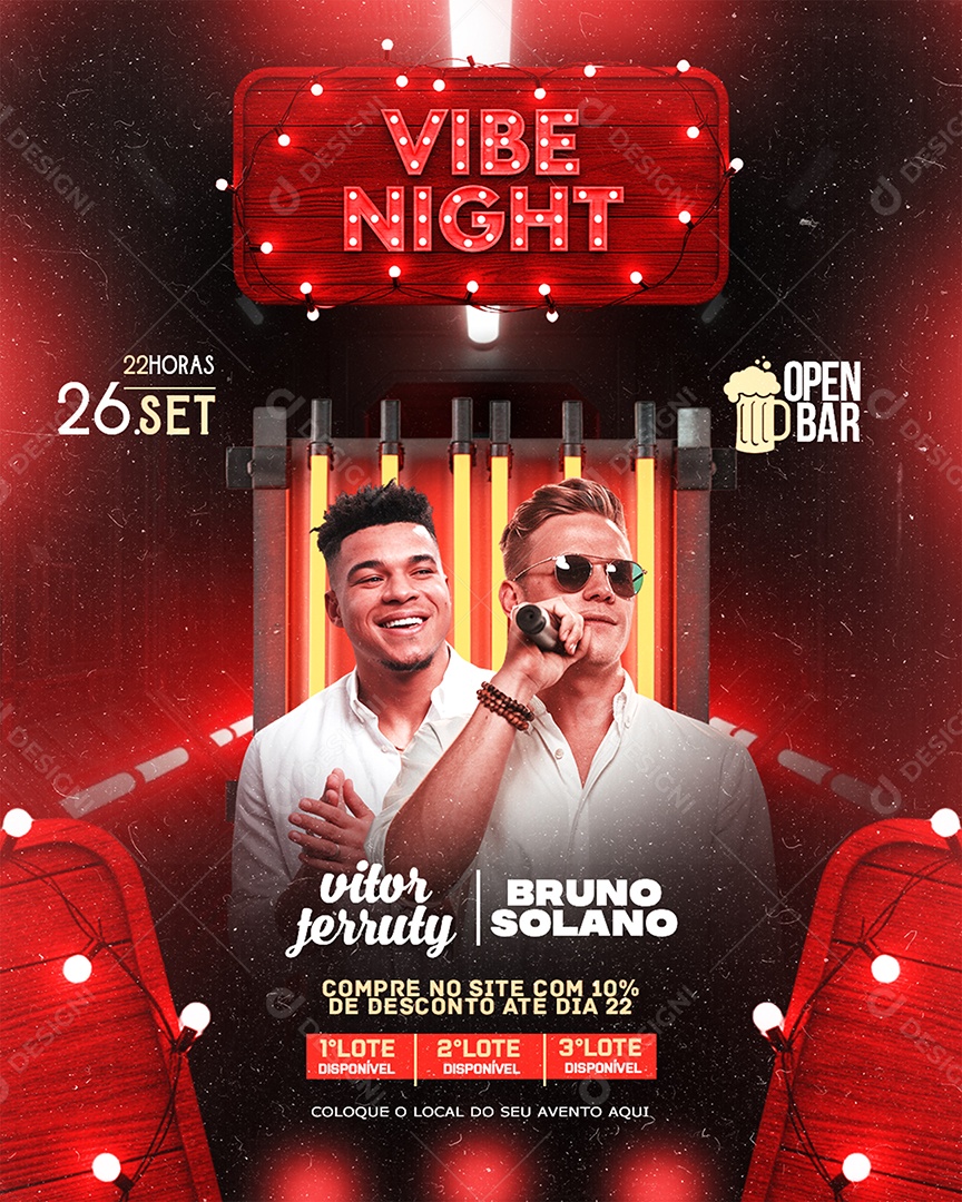 Flyer Feed Vibe Night Social Media PSD Editável