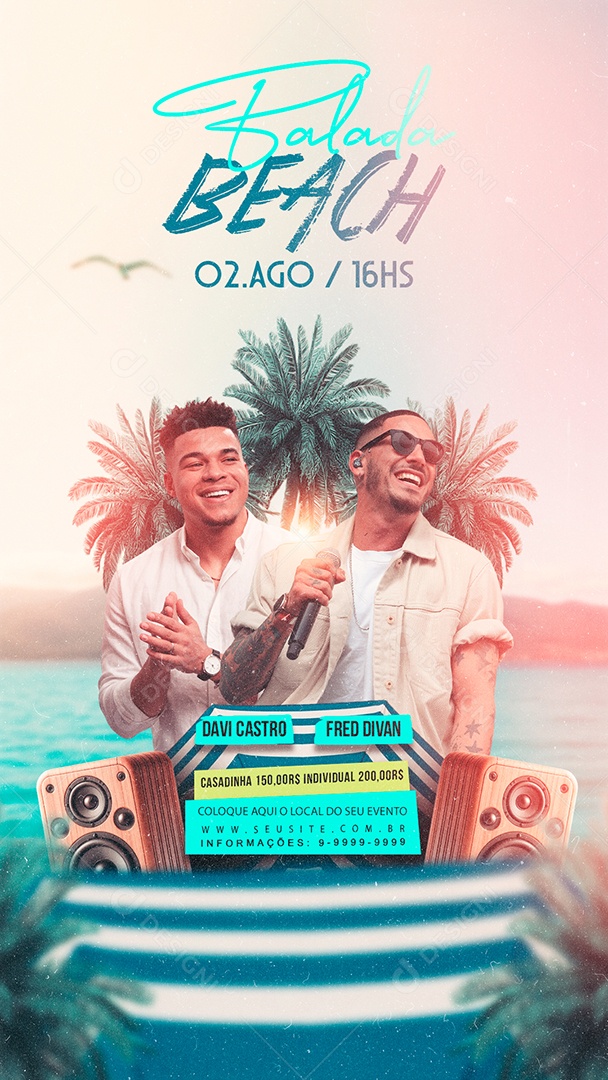 Flyer Story Balada Beach Social Media PSD Editável