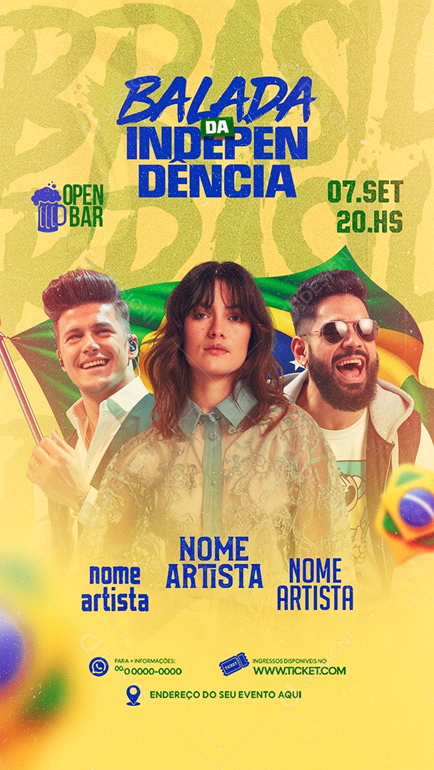 Flyer Story Balada da Independência Social Media PSD Editável