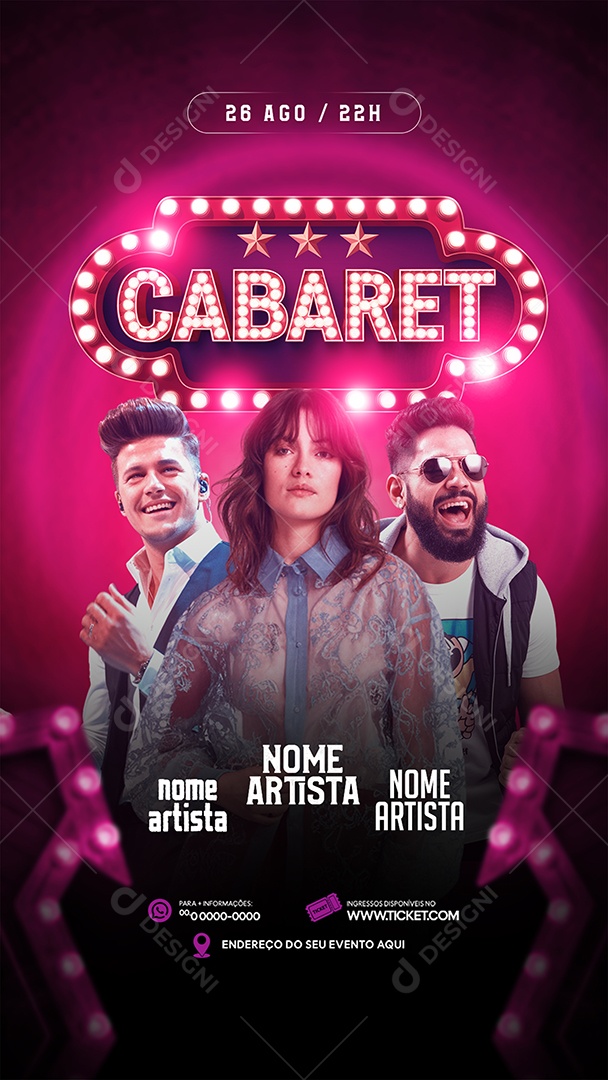Flyer Story Cabaret Social Media PSD Editável