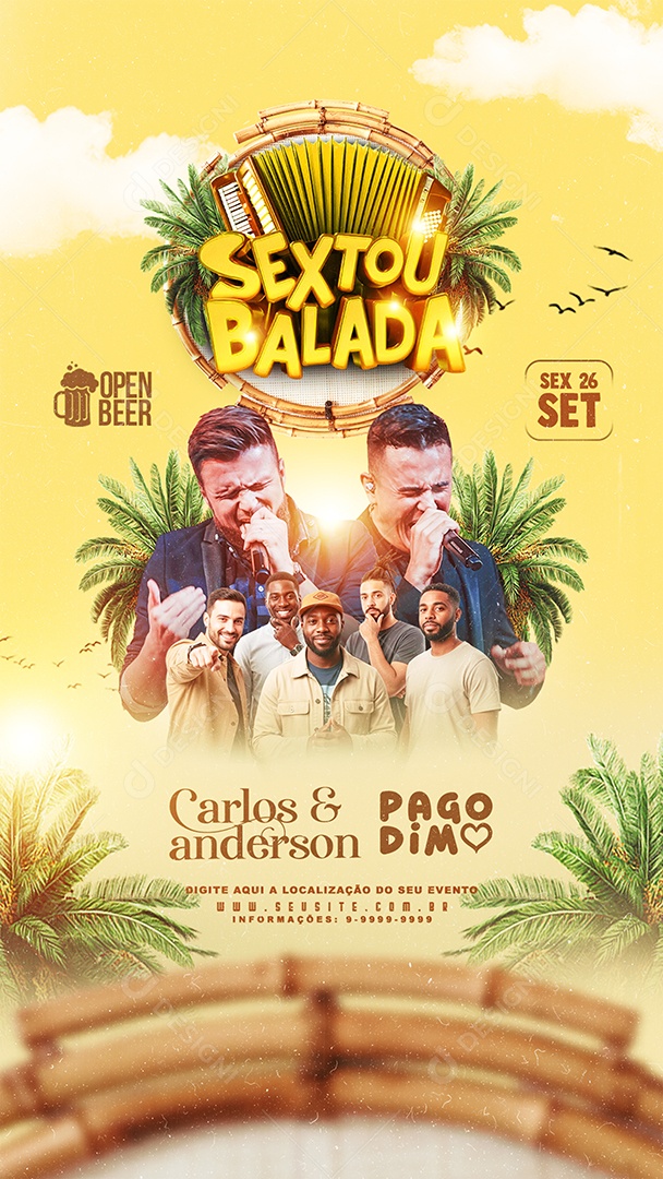 Flyer Story Sextou Balada Carlos e Anderson Social Media PSD Editável