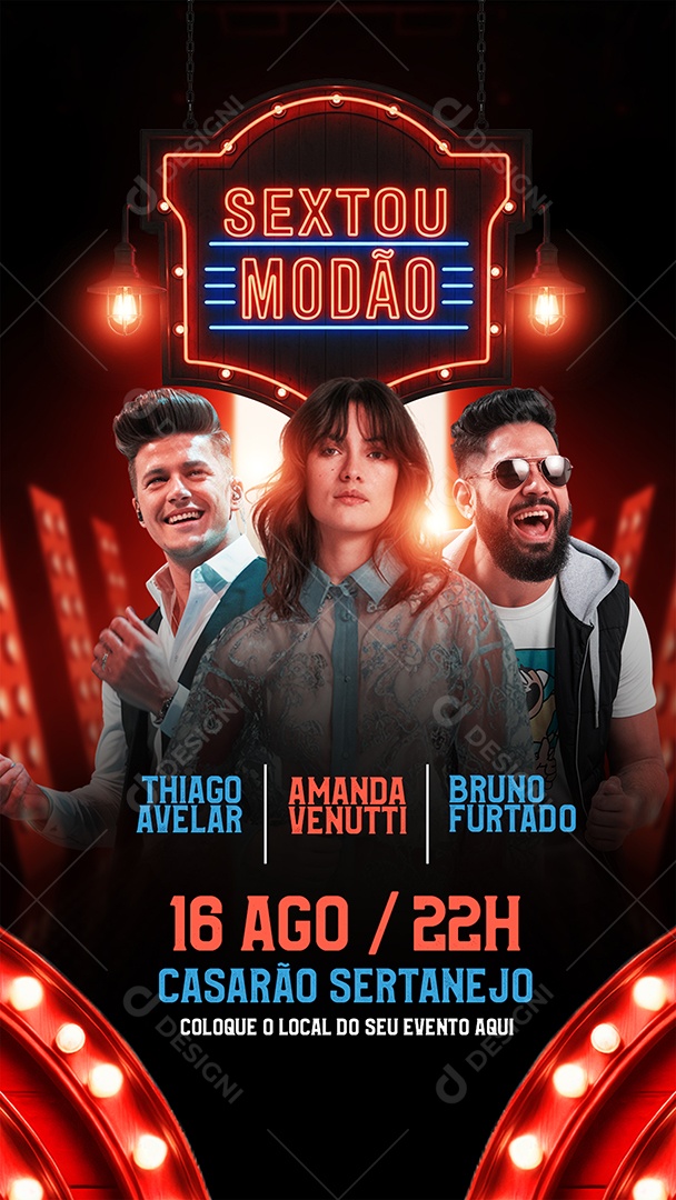 Flyer Story Sextou Modão Open Bar Social Media PSD Editável