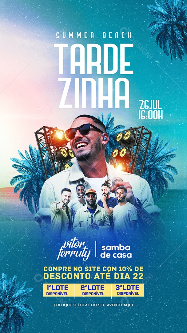 Flyer Story Summer Beach Tardezinha Social Media PSD Editável