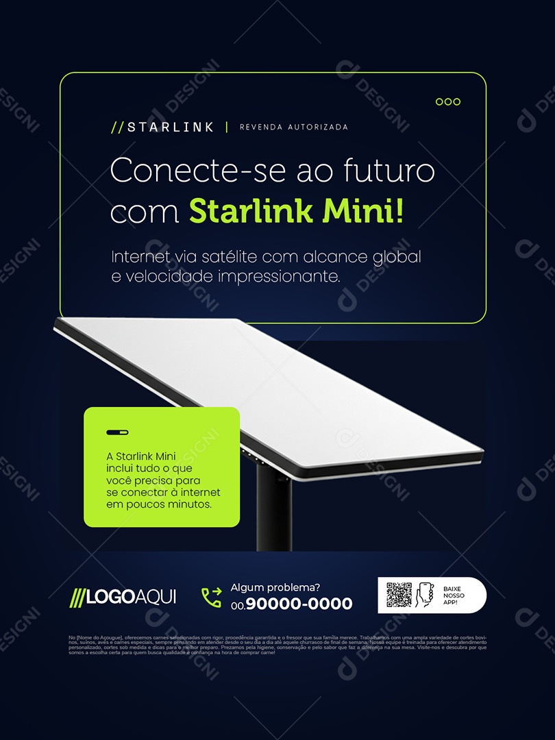 Telecom Conecte-Se ao Futuro com Starlink Mini Social Media PSD Editável