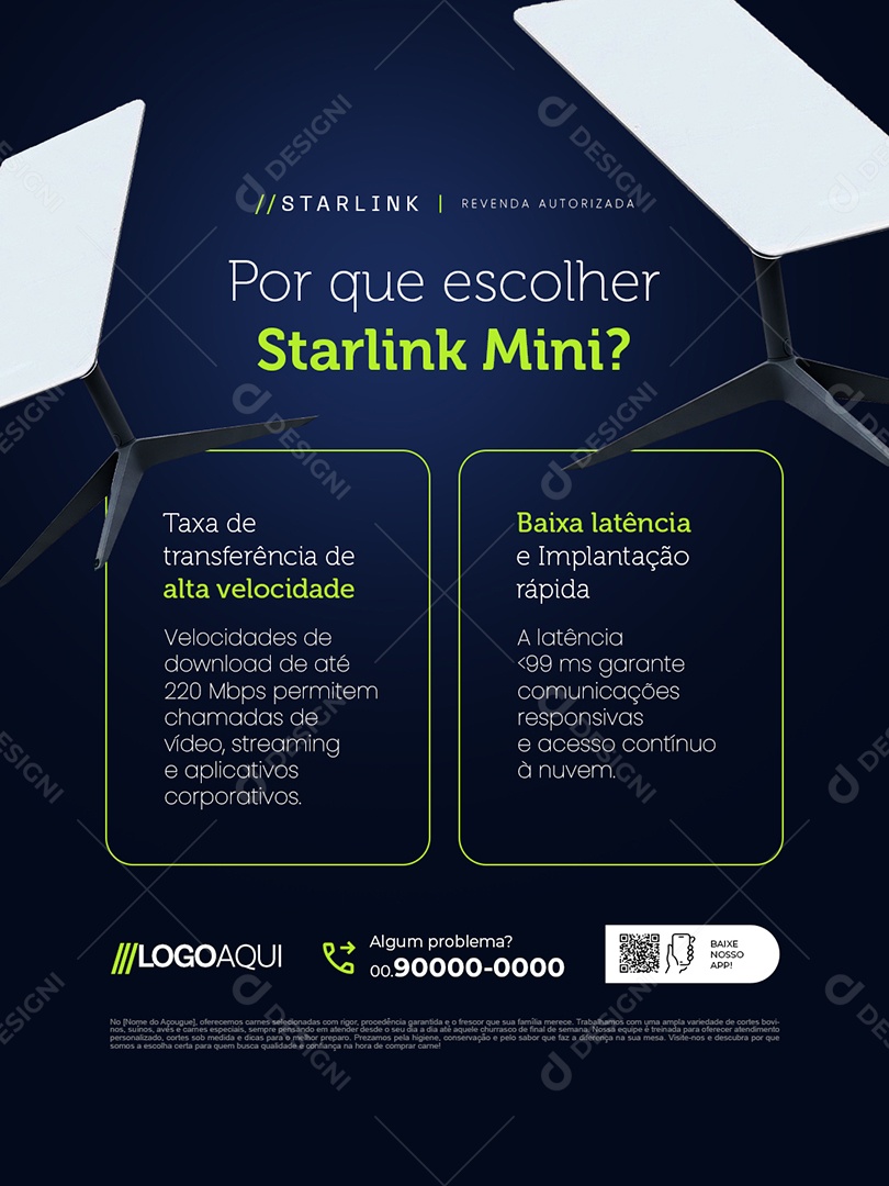 Telecom Por que Escolher Starlink Mini Social Media PSD Editável