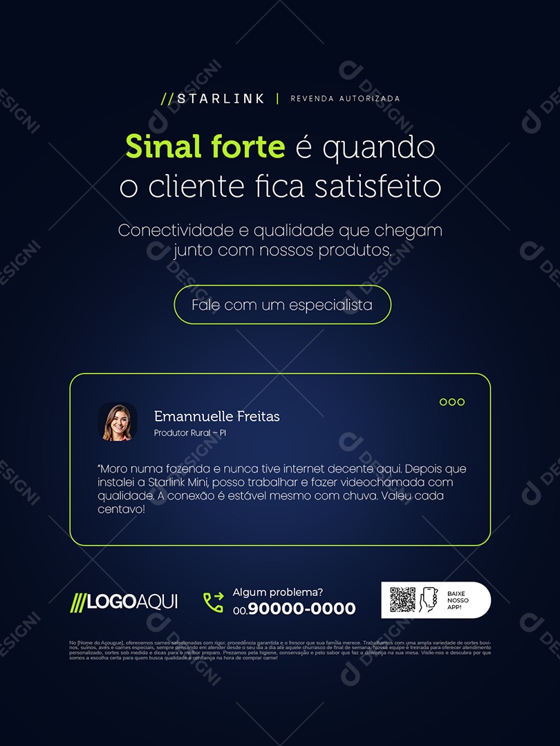 Telecom Sinal Forte é Quando o Cliente Fica Satisfeito Social Media PSD Editável