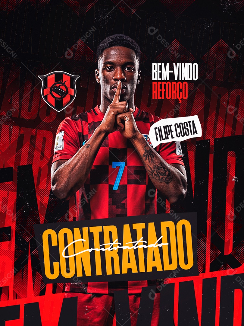 Contratado Jogador Filipe Costa Bem Vindo Reforço Social Media PSD Editável