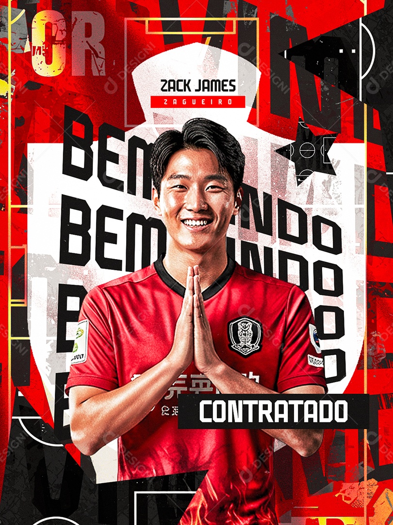 Contratado Jogador Zack James Zagueiro Social Media PSD Editável