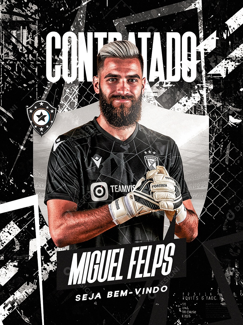 Contratado Goleiro Miguel Felps Seja Bem Vindo Social Media PSD Editável