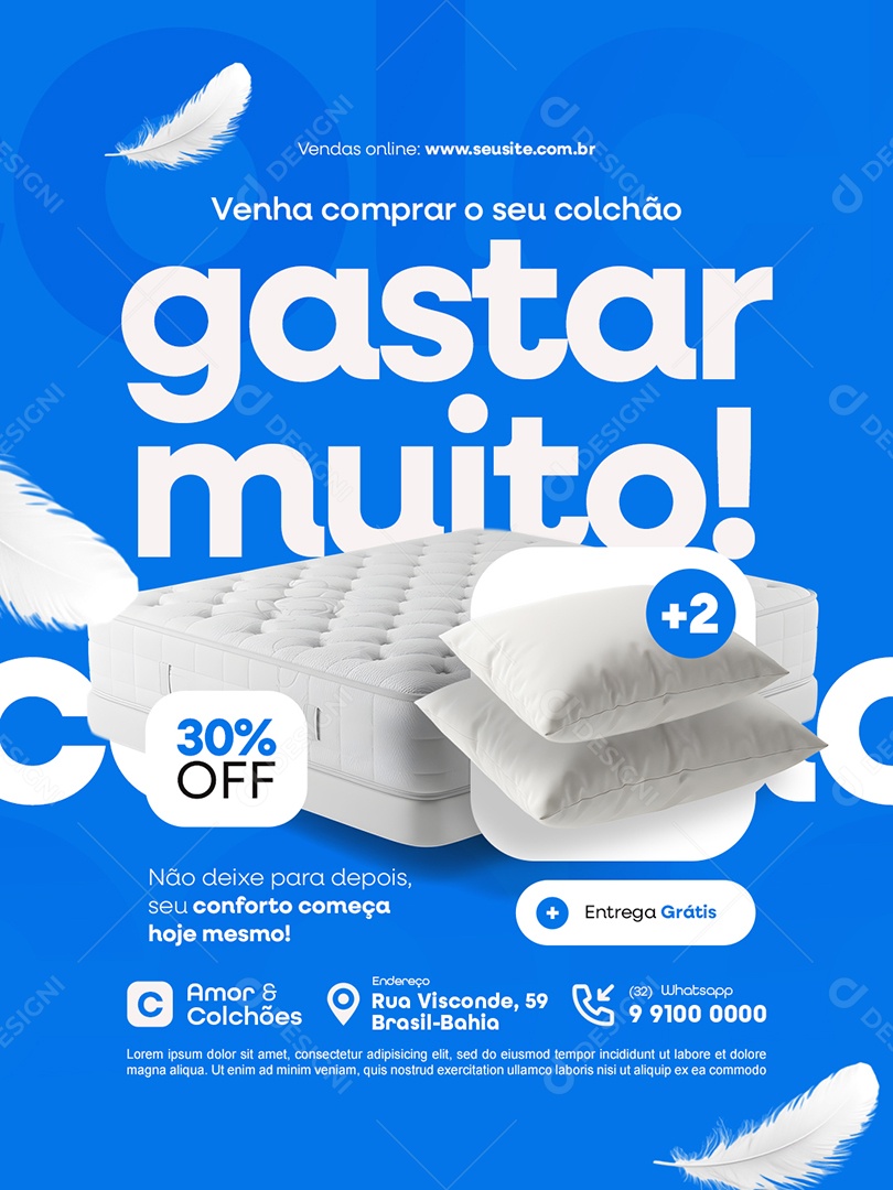 Loja de Colchão Venha Comprar o Seu Colchão Gastar Muito Social Media PSD Editável