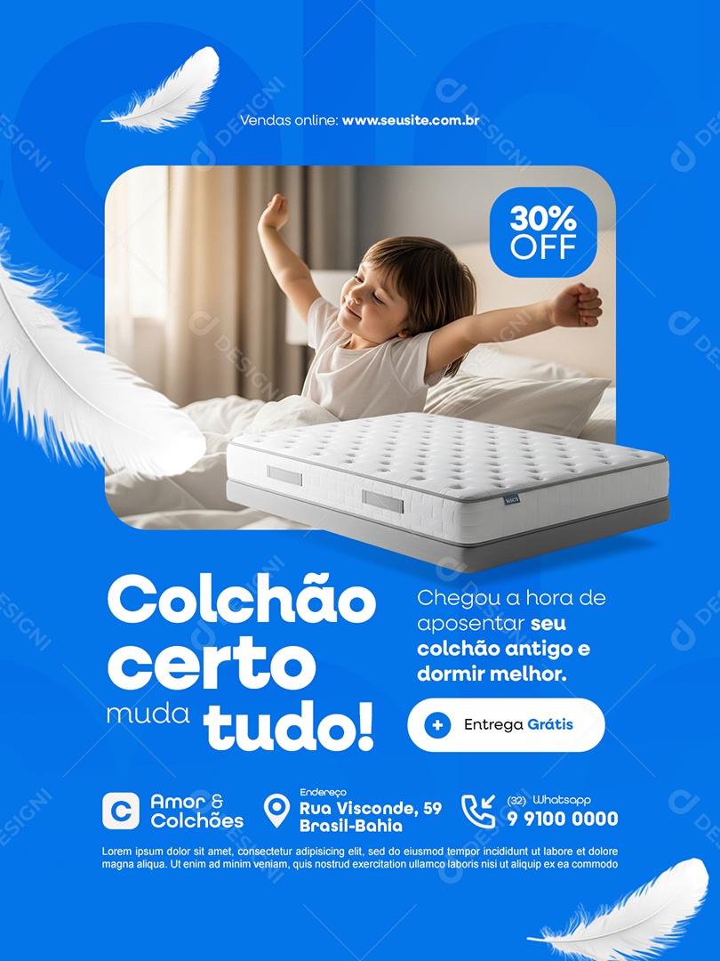 Loja de Colchão Chegou a Hora de Aposentar seu Colchão Antigo Social Media PSD Editável