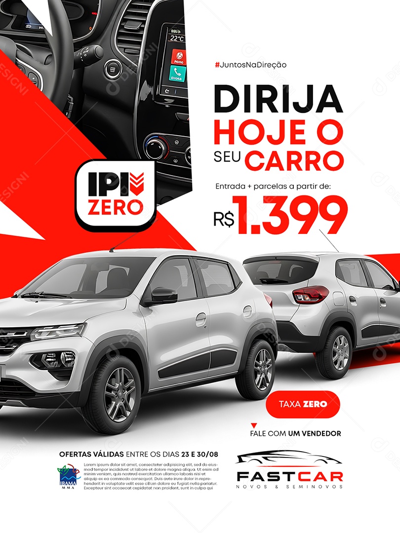 Concessionária Dirija Hoje o Seu Carro Social Media PSD Editável