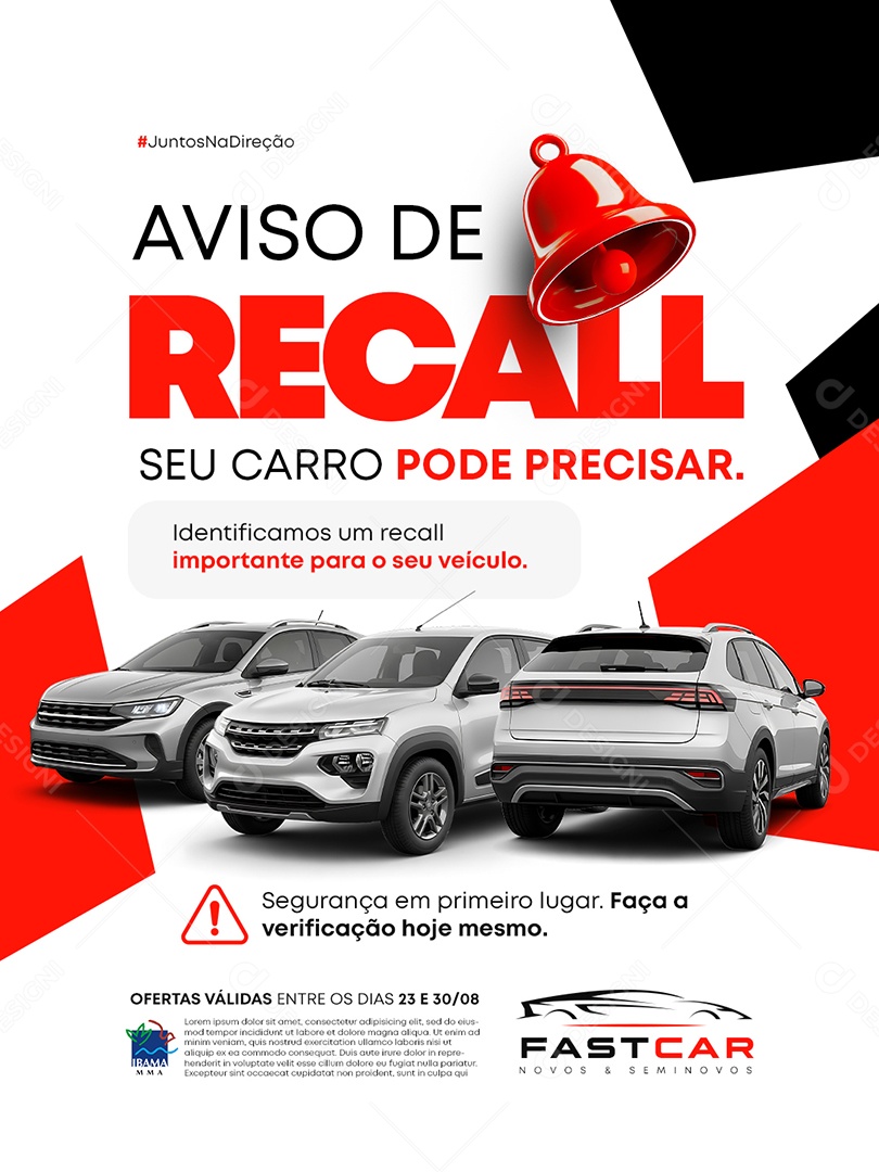 Concessionária Aviso de Recall Seu Carro Pode Precisar Social Media PSD Editável