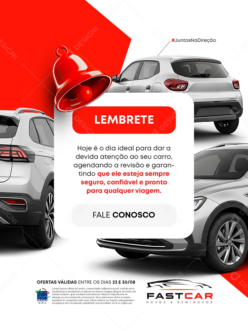 Concessionária Lembrete Fale Conosco Social Media PSD Editável