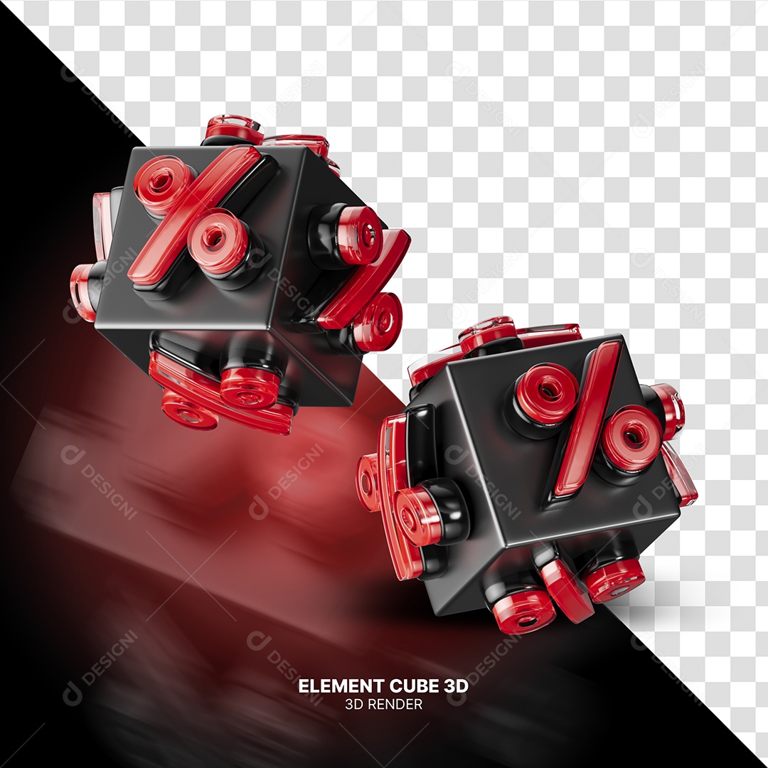 Dados Vermelhos com Símbolo de Porcentagem Para Composição PSD