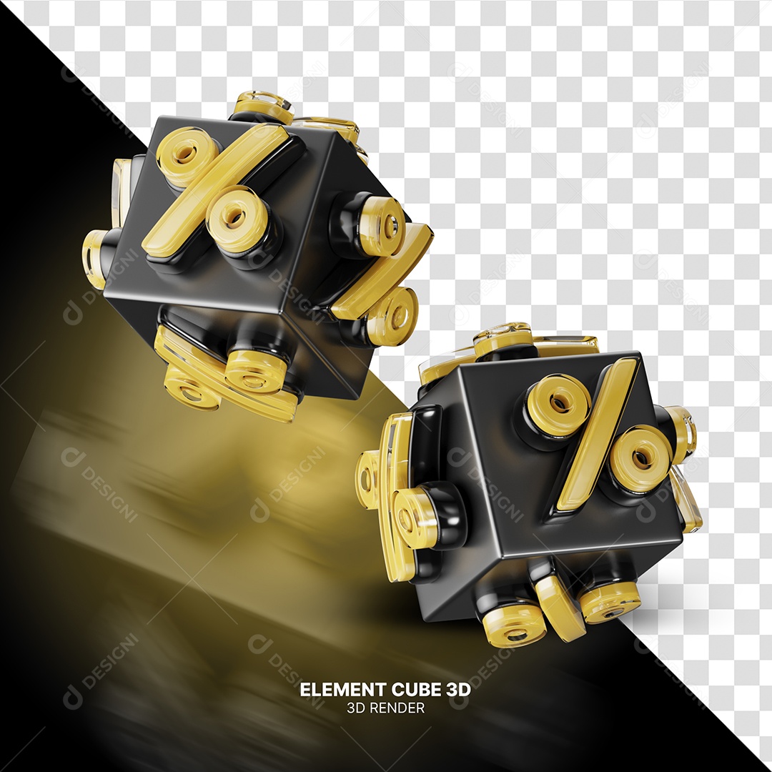 Dados Amarelo com Símbolo de Porcentagem Para Composição PSD