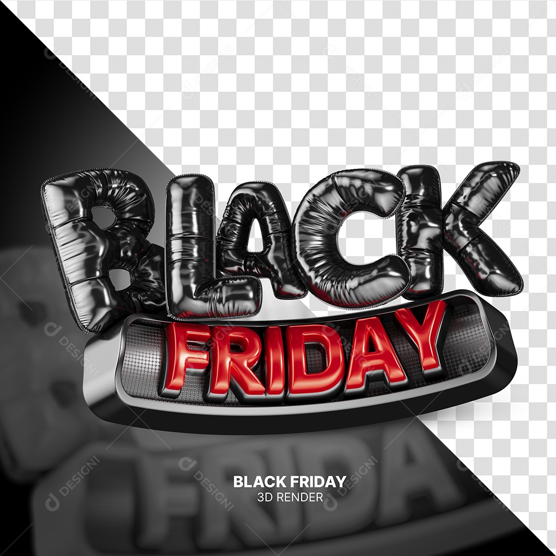 Selo 3D Black Friday Preto Para Composição PSD